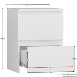 Vida Designs Bedside Table Denver 2 Drawers White - thumbnail 5