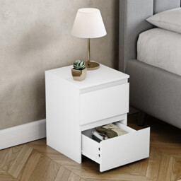 Vida Designs Bedside Table Denver 2 Drawers White - thumbnail 2