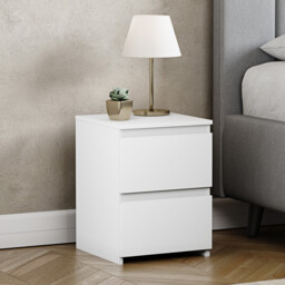 Vida Designs Bedside Table Denver 2 Drawers White - thumbnail 1