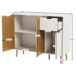 Vida Designs Sideboard 3 Doors 1 Drawer White/Oak Effect - thumbnail 7