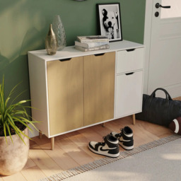 Vida Designs Sideboard 3 Doors 1 Drawer White/Oak Effect - thumbnail 1