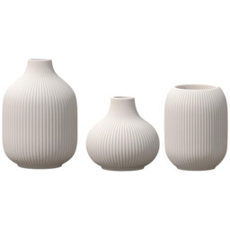 [3Pcs] 5.9in/15cm, Ceramic Vase Beige - Minimalist Vases with Rill Design, Compact Transitional Decoration for Living Room, Bedroom, Office - thumbnail 7