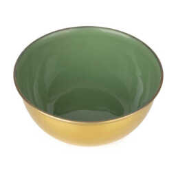 Candlelight Decorative Trinket Bowl Metal & Enamel Gold/Green D:20cm - thumbnail 2