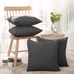 Deconovo faux linen cushion cover dark grey color 45*45cm 1pc - thumbnail 4