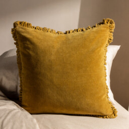 Yard Cushion Bertie Washed Cotton Velvet Square Saffron 45x45cm - thumbnail 1