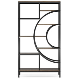 LANTINE Geometric Bookcase 179cm Industrial Bookcase 8 Tier Bookcase Rustic Bookshelf Metal Frame Tall Freestanding Open Shelves for Living Room (Grey, 1) - thumbnail 6