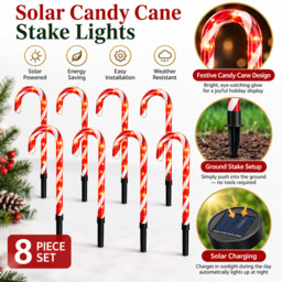 Candy Cane Stake Lights, Warm White, Solar Powered, Waterproof Decorative Lights - thumbnail 5