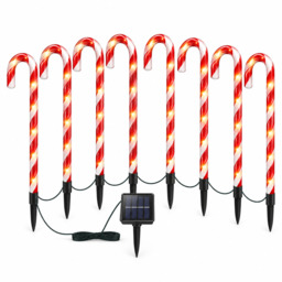 Candy Cane Stake Lights, Warm White, Solar Powered, Waterproof Decorative Lights - thumbnail 1