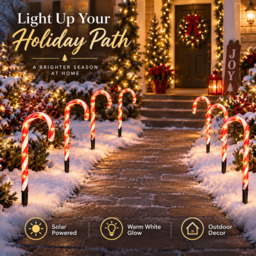 Candy Cane Stake Lights, Warm White, Solar Powered, Waterproof Decorative Lights - thumbnail 4