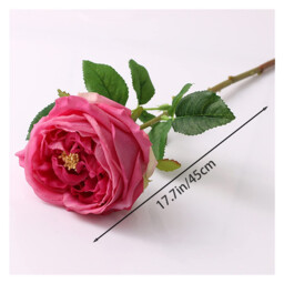 2Pcs 17.71in/45cm Artificial Austin Tea Rose Latex Simulation Flower Really Touch Wedding Banquet Family Party Garden Flowers Arrangement Decor(rose red) - thumbnail 7