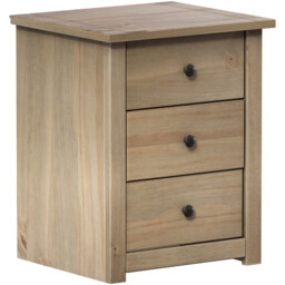Vida Designs Bedside Table Panama Solid Pine 3 Drawers Natural Oak - thumbnail 2