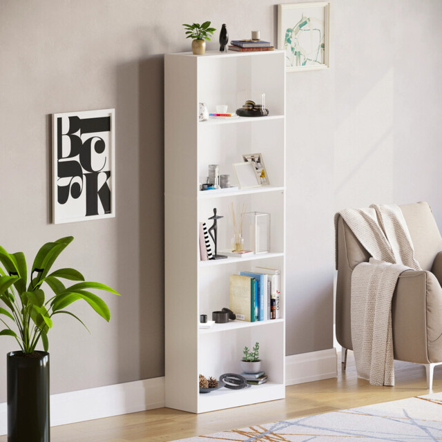 Vida Designs Bookcase Cambridge 5 Shelves White Extra Large - image 1