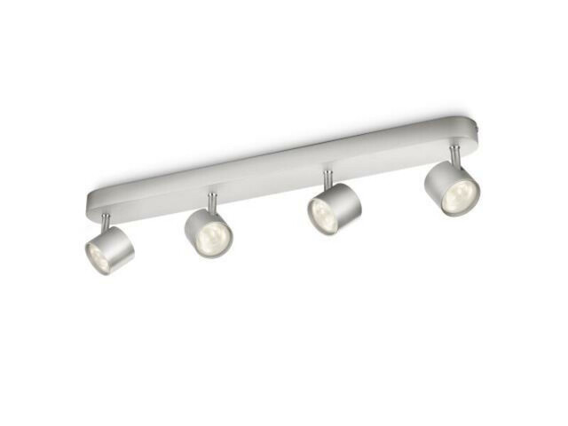 Philips Ceiling/Wall Spotlights Bar Star 4 x Warm White 22W Brushed Aluminium - image 1