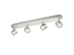 Philips Ceiling/Wall Spotlights Bar Star 4 x Warm White 22W Brushed Aluminium - thumbnail 1