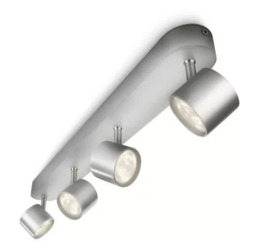 Philips Ceiling/Wall Spotlights Bar Star 4 x Warm White 22W Brushed Aluminium - thumbnail 4