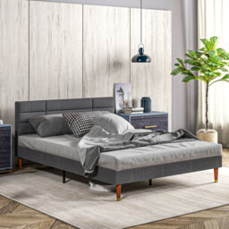 Homcom Bed Frame Panelled Fabric Dark Grey King - thumbnail 6