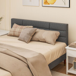 Homcom Bed Frame Panelled Fabric Dark Grey King - thumbnail 2