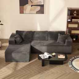 Ochama 272 cm L-Shaped Modular Sectional Sofa, Set of Deep Seat Boneless Couch, Sofa Bed for Living Room Bedroom – No Assembly Required, Grey - thumbnail 1