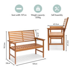 Vonhaus Cannes 2 Seater Garden Bench - thumbnail 5