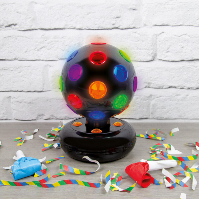 GLOBAL GIZMOS Table Lamp Party Ball Rotating Black/Multicolour Small - image 1