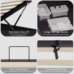 Vida Designs Ottoman Bed Frame Lisbon Faux Leather Black Double - thumbnail 4