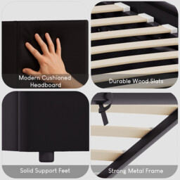 Vida Designs Ottoman Bed Frame Lisbon Faux Leather Black Double - thumbnail 3