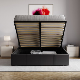 Vida Designs Ottoman Bed Frame Lisbon Faux Leather Black Double - thumbnail 5