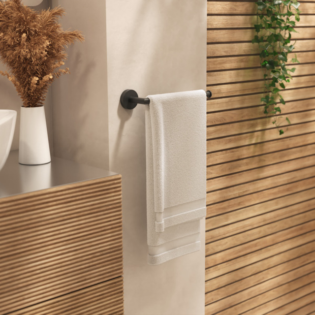 Croydex Epsom Flexi-Fix Towel Bar - Black - image 1