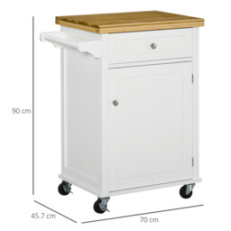 HOMCOM Kitchen Island Cupboard White/Natural - thumbnail 4