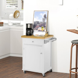 HOMCOM Kitchen Island Cupboard White/Natural - thumbnail 2
