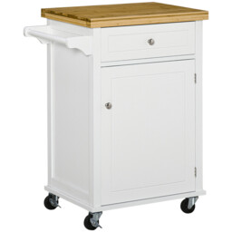 HOMCOM Kitchen Island Cupboard White/Natural - thumbnail 1