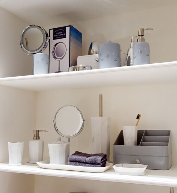 Maison by Premier Grey Marble Effect Towel Tray, Guest Towel Tray With Raised Sides, Cut Corner Polyresin Hand Towel Tray - image 1