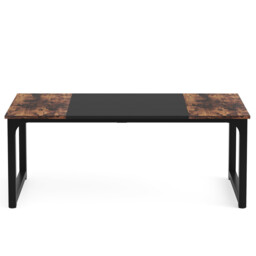 LANTINE Desk, Computer Table, PC Table, Work Table, Dining Table, Black, for Home Office, Conference Table (Rustic Brown/Black, 180 x 80 x 75 cm) - thumbnail 4