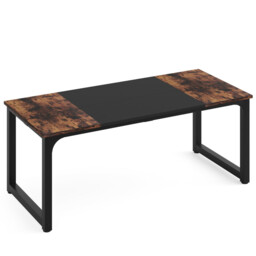 LANTINE Desk, Computer Table, PC Table, Work Table, Dining Table, Black, for Home Office, Conference Table (Rustic Brown/Black, 180 x 80 x 75 cm) - thumbnail 7