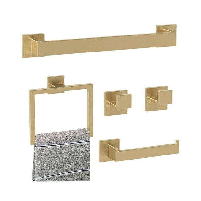 JORDAN&JUDY 5-Piece Gold Towel Rack Set, Luxury Style, Bathroom Organizer - image 1