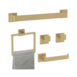 JORDAN&JUDY 5-Piece Gold Towel Rack Set, Luxury Style, Bathroom Organizer - thumbnail 1