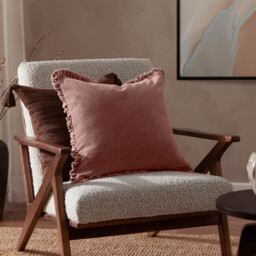 Yard Cushion Bertie Washed Cotton Velvet Square Rosewood 45x45cm - thumbnail 5