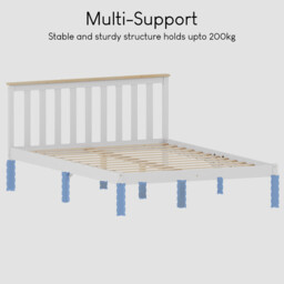 Vida Designs Bed Frame Milan Wooden Low Foot White/Pine Double - thumbnail 6