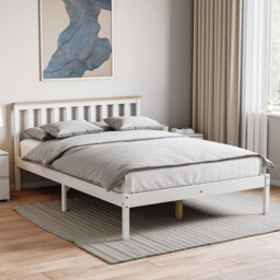 Vida Designs Bed Frame Milan Wooden Low Foot White/Pine Double - thumbnail 1