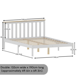 Vida Designs Bed Frame Milan Wooden Low Foot White/Pine Double - thumbnail 7