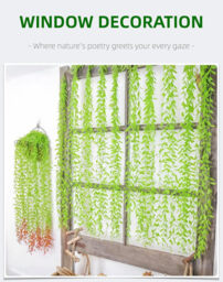 Yuejia 12Pcs 3.5ft/1mArtificial Hanging Willow Vine Fake Greenery Plants for Indoor/Outdoor Decor, Wedding & Photography - Red Tail Design - thumbnail 1
