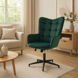 URBAN MEUBLE Green Velvet Office Chair with Adjustable Height - thumbnail 6