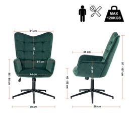 URBAN MEUBLE Green Velvet Office Chair with Adjustable Height - thumbnail 7