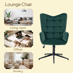 URBAN MEUBLE Green Velvet Office Chair with Adjustable Height - thumbnail 2