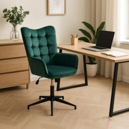 URBAN MEUBLE Green Velvet Office Chair with Adjustable Height - thumbnail 3
