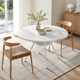 LANTINE Round Dining Table, 120CM Large Kitchen Tables for 6-8 People,Modern Style with Metal Legs for Dining Room Kitchen Cafe (Only Table) - thumbnail 5