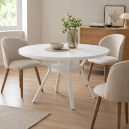 LANTINE Round Dining Table, 120CM Large Kitchen Tables for 6-8 People,Modern Style with Metal Legs for Dining Room Kitchen Cafe (Only Table) - thumbnail 4