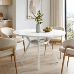 LANTINE Round Dining Table, 120CM Large Kitchen Tables for 6-8 People,Modern Style with Metal Legs for Dining Room Kitchen Cafe (Only Table) - thumbnail 3