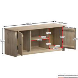Vida Designs TV Unit Panama 2 Doors 1 Shelf Solid Pine Oak Stain L: 120cm - thumbnail 7