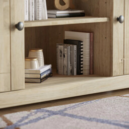 Vida Designs TV Unit Panama 2 Doors 1 Shelf Solid Pine Oak Stain L: 120cm - thumbnail 3